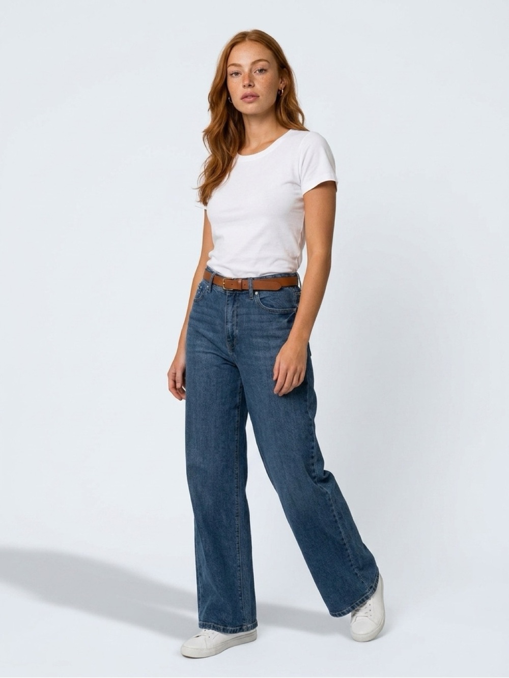 Nine West Mid-Blue High-Rise Wide-Leg Jeans